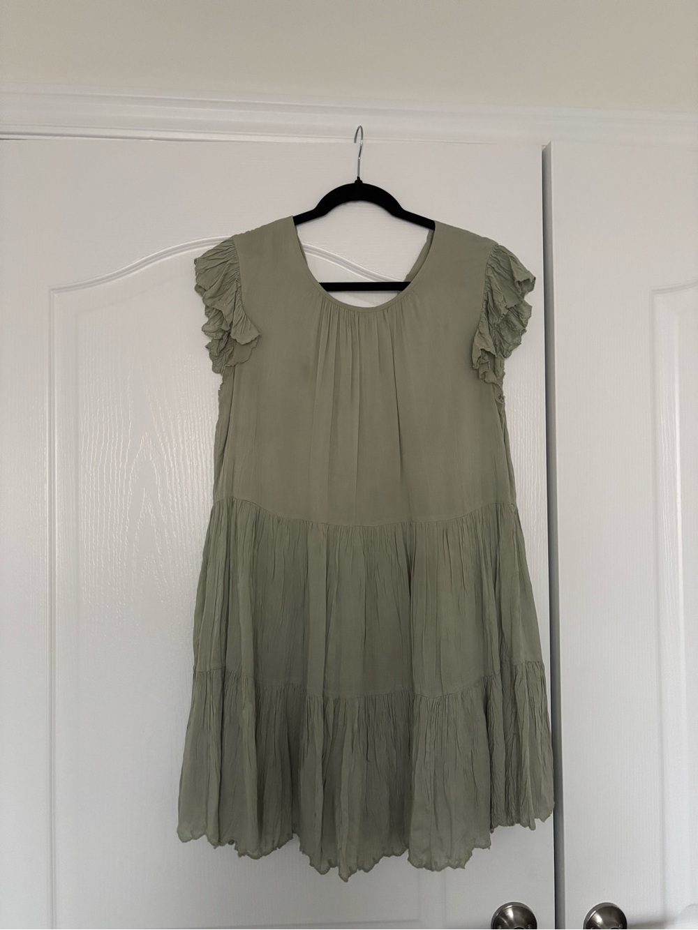 Wilfred Sidonie Sage Green Tiered Ruffle Mini Dress